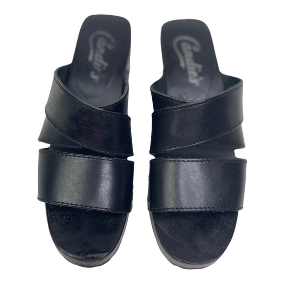 Candies Y2K Women’s Black Leather Chunky Heel Sandals - Picture 8 of 8